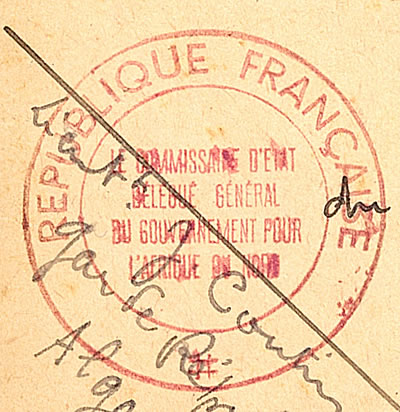Cachet du Commissaire d'état pour l'AFN