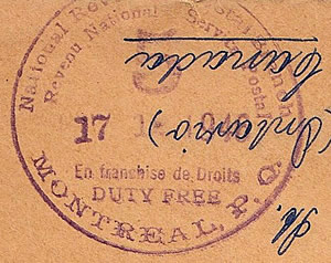 Cachet de la Douane de Montréal