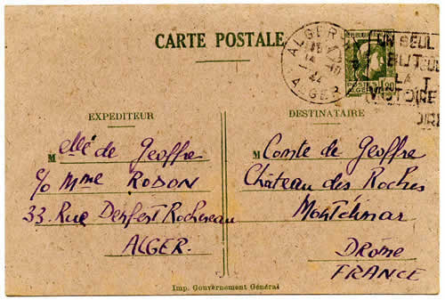 Entier 1f20 carton beige rosé