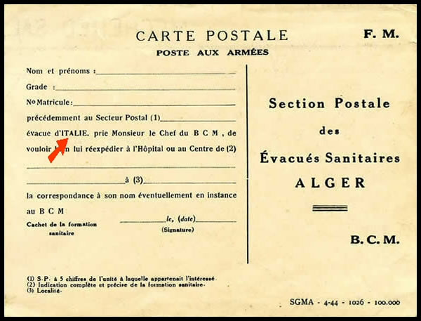 Evacués Sanitaires d'Italie