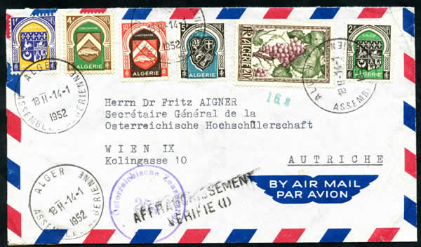 lettre pour l'Autriche de l'Assemblée algérienne