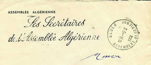 Griffe Secrétaire Assemblée Algérienne