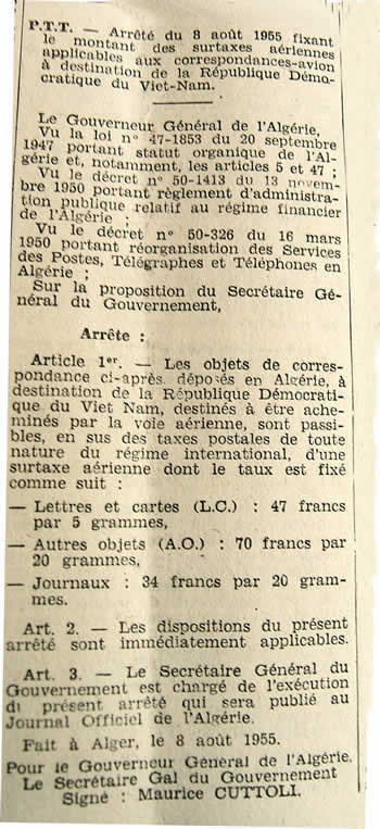 Tarifs pour le Vietnam