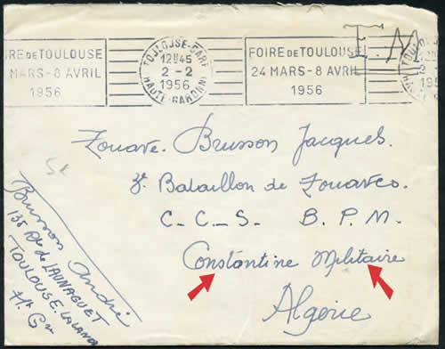 Lettre pour Constantine militaire