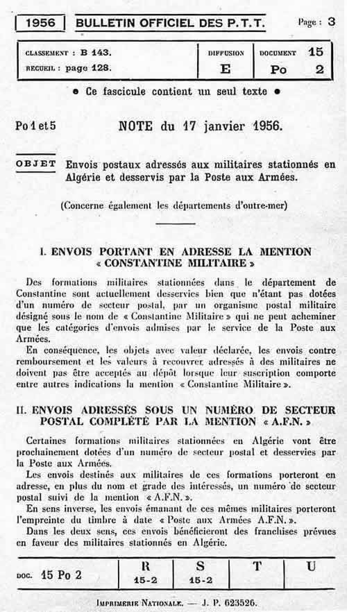 Note du 17 janvier 1956