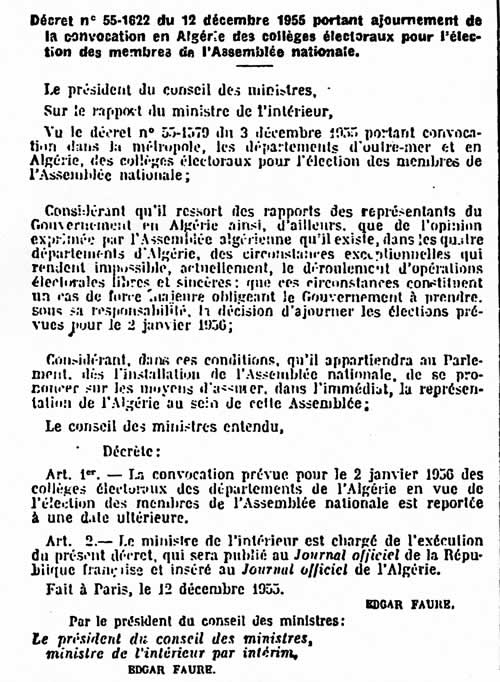 Report des Elections