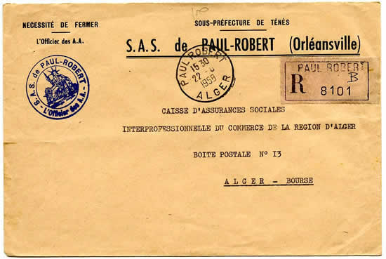 SAS Paul Robert oblitération civile