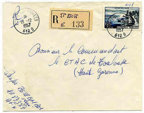 BPM 612B cachet de départ 1957
