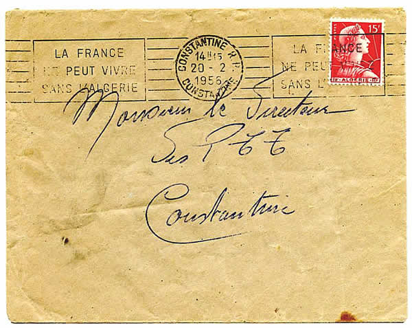 Flamme La france ne peut vivre sans l'Algérie Constantine