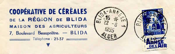 Timbre Armée de l'Air sur lettre