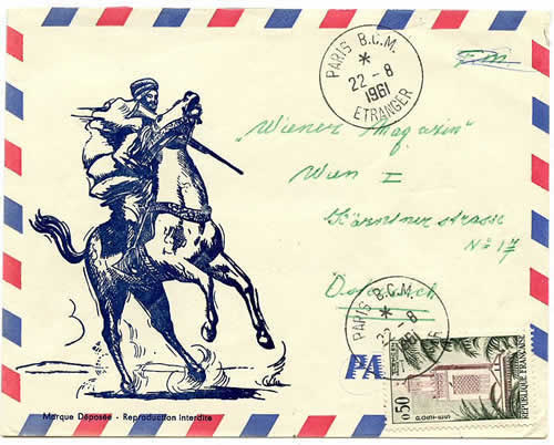 Lettre pour l'étranger oblitérée BCM étranger manuel