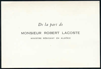 Carte de visite de Robert lacoste