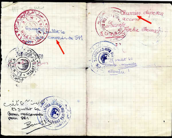 Feuille de route d'un postier FLN