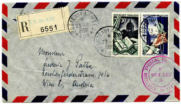 Lettre pour l'étranger oblitérée BPM 400