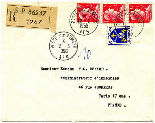 cachet PAA sur Recommandé 1956