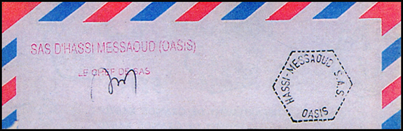 Cachet SAS Hassi-Messaoud évidé