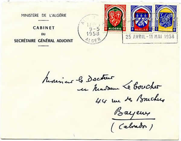 Lettre du Secrétaire général adjoint du Ministre