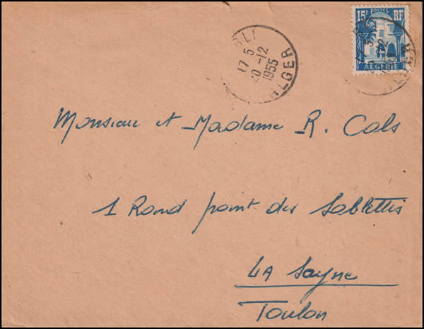 Lettre avec vignette Algérie Française