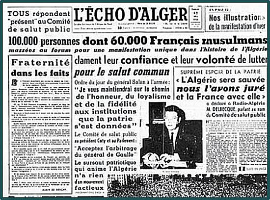 journal mettant en avant la participation des musulmans au 13 mai 1958