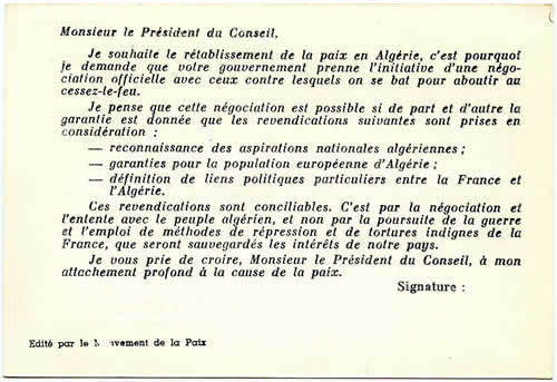 Carte Mouvement de la Paix