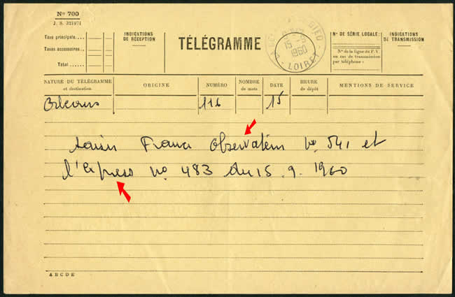 Télégramme de saisie de journaux pendant la guerre d'Algérie