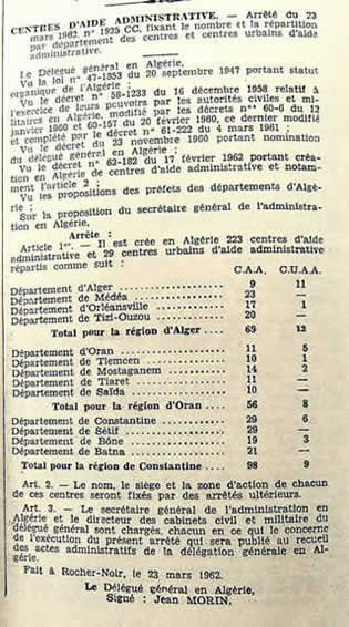 Décret fixant le nombre de CAA en Algérie du Nord