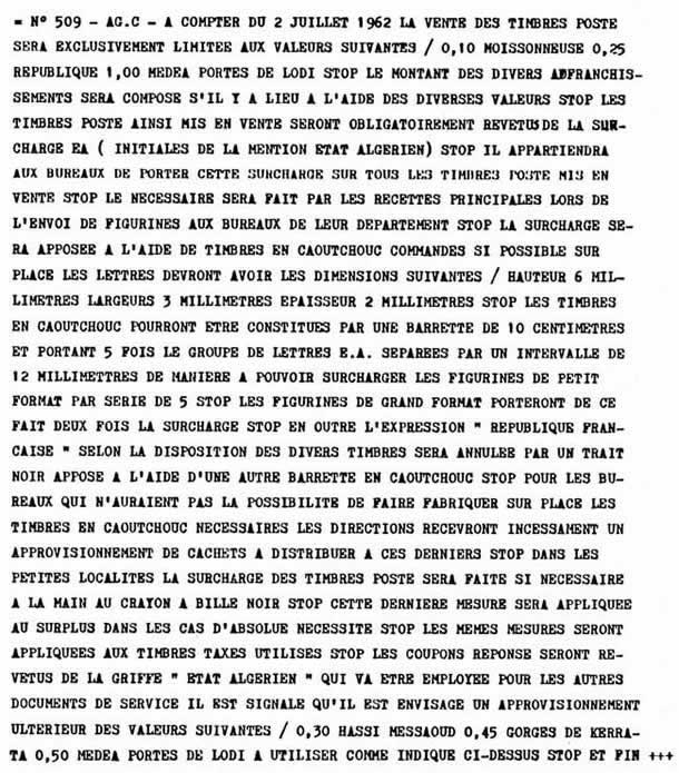 Circulaire sur les timbres EA