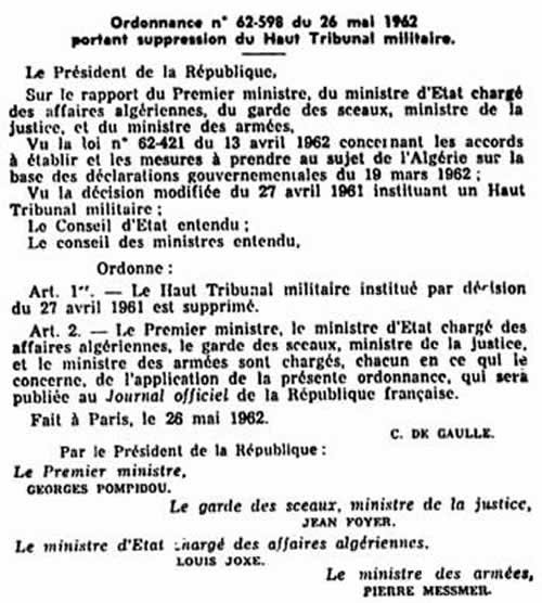 Suppression Tribunal Militaire