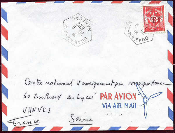 Timbre FM surchargé EA utilisé à Dakar