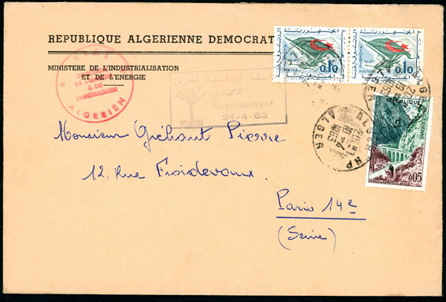 Lettre de la République Algérienne Démocratique et Populaire avec cachet Etat Algérien