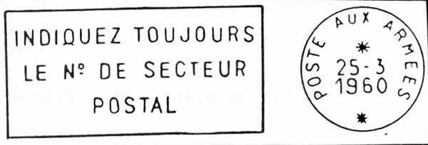 Flamme Poste aux Armees à texte