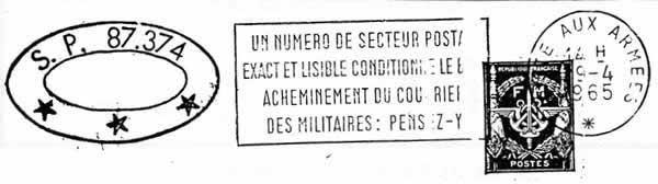 Flamme Poste aux Armées à texte