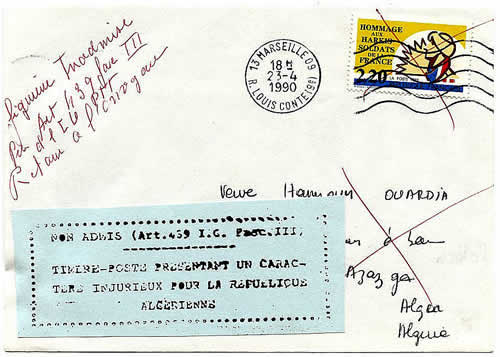 Lettre hommage Harkis retour envoyeur