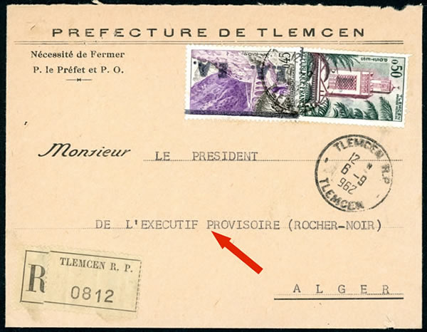 Lettre recommandée pour l'Exécutif provisoire d'Alger