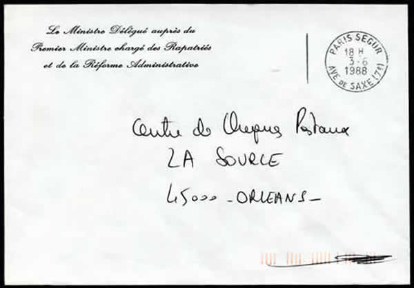 Ministre des rapatriés en 1988